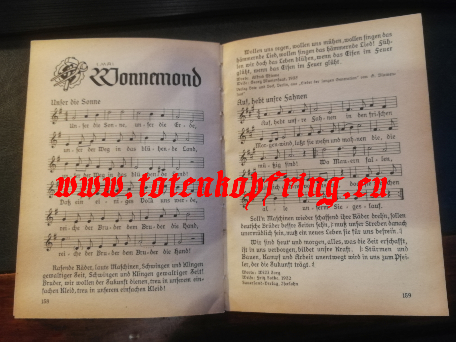 Liederbuch with SS-Totenkopfring picture - SOLD