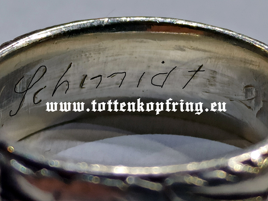 SS-Totenkopfring Schmidt 21.12.1940 Scratched name - SOLD